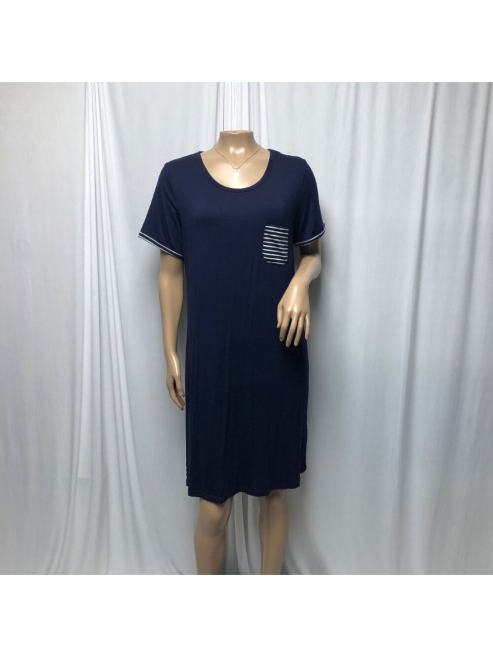 Aceshin T Shirt Dress Womens Size Medium Navy Short Sleeve Summer Vacation NEW